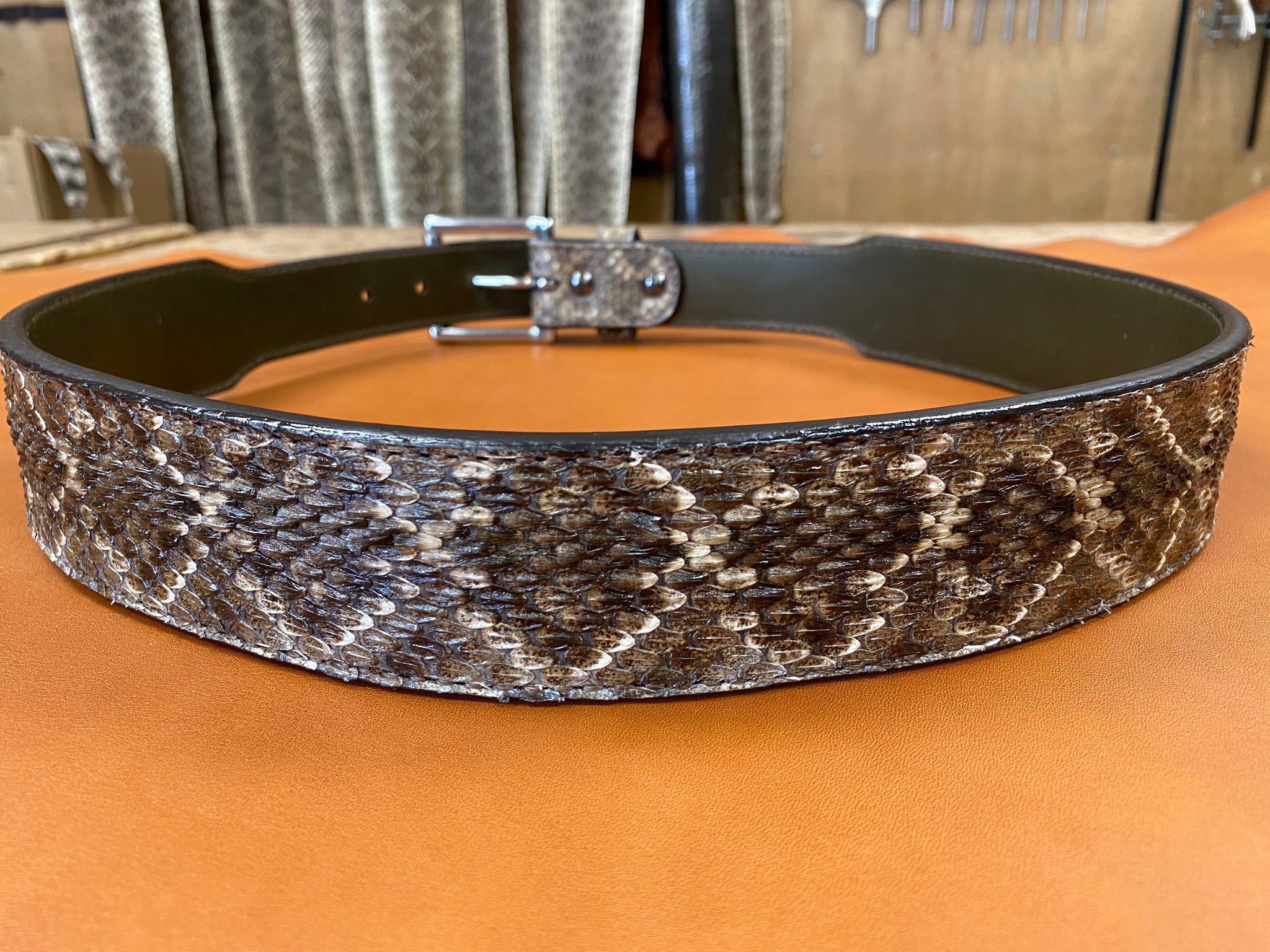 Western Taper Diamondback Rattlesnake Belt - Tannare Leather