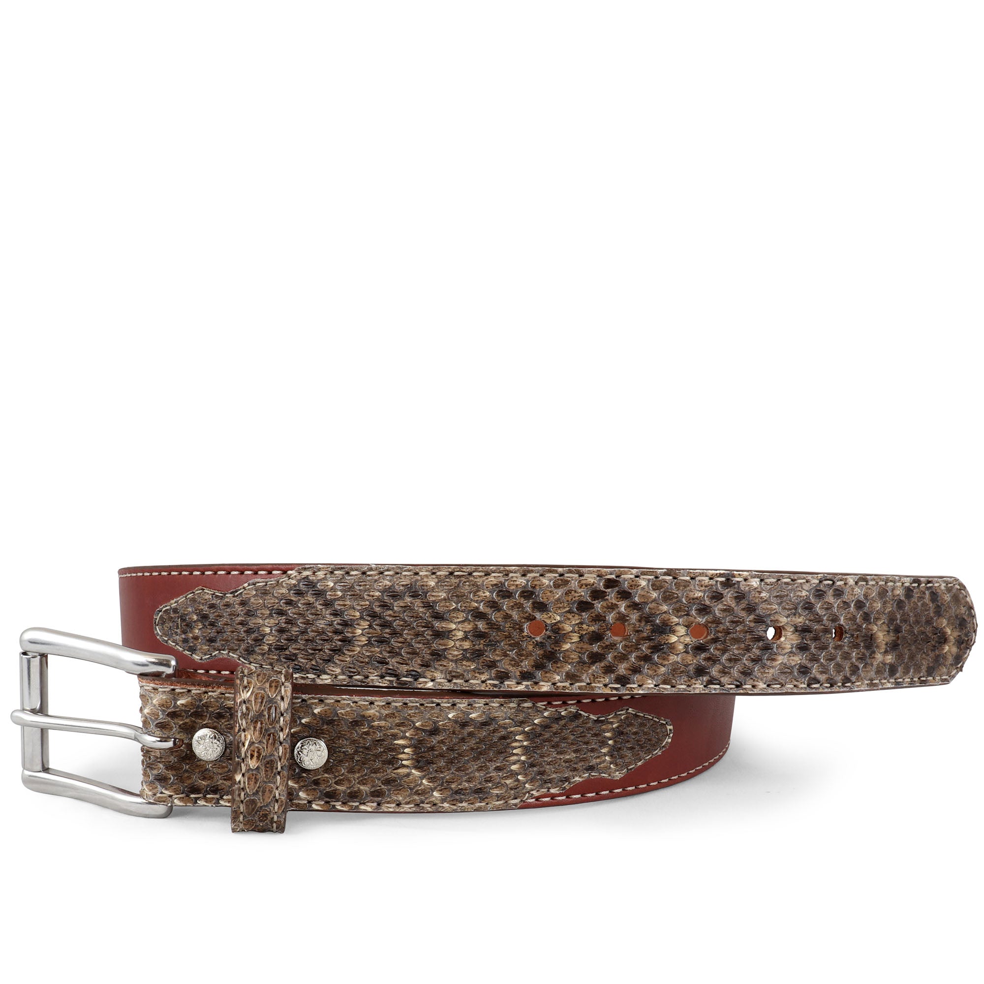 Western Belt with  Genuine Diamondback Rattlesnake Leather