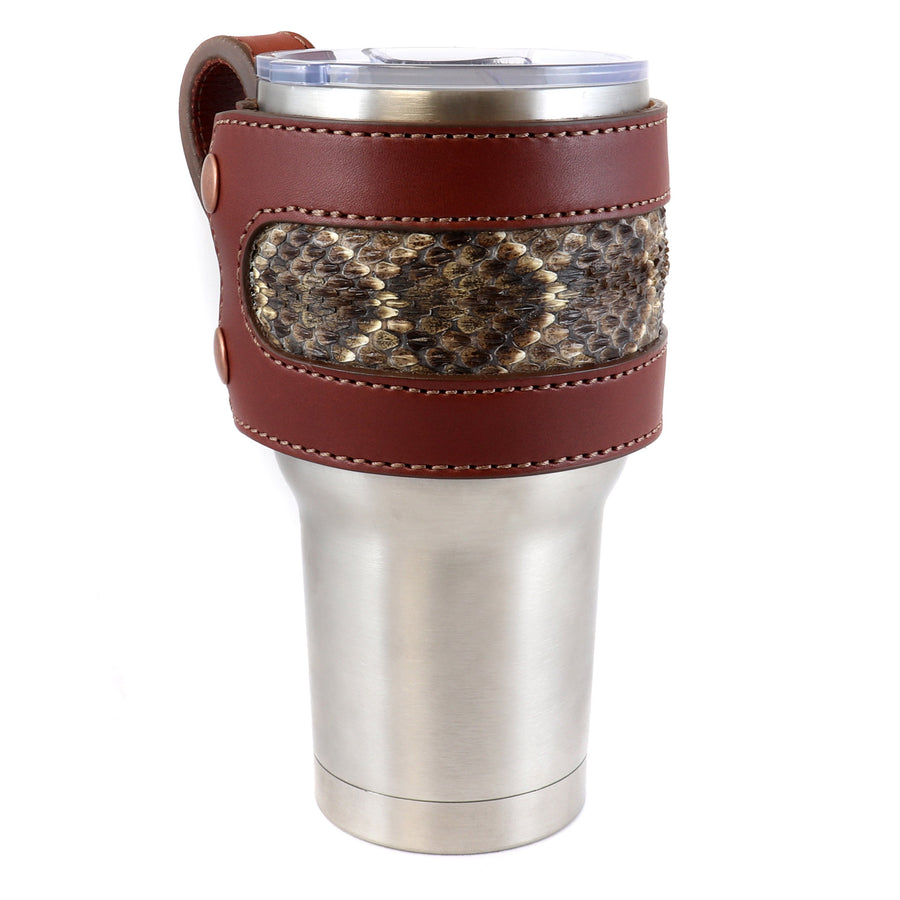 Rattlesnake Leather Yeti Cup Sleeve w/Handle