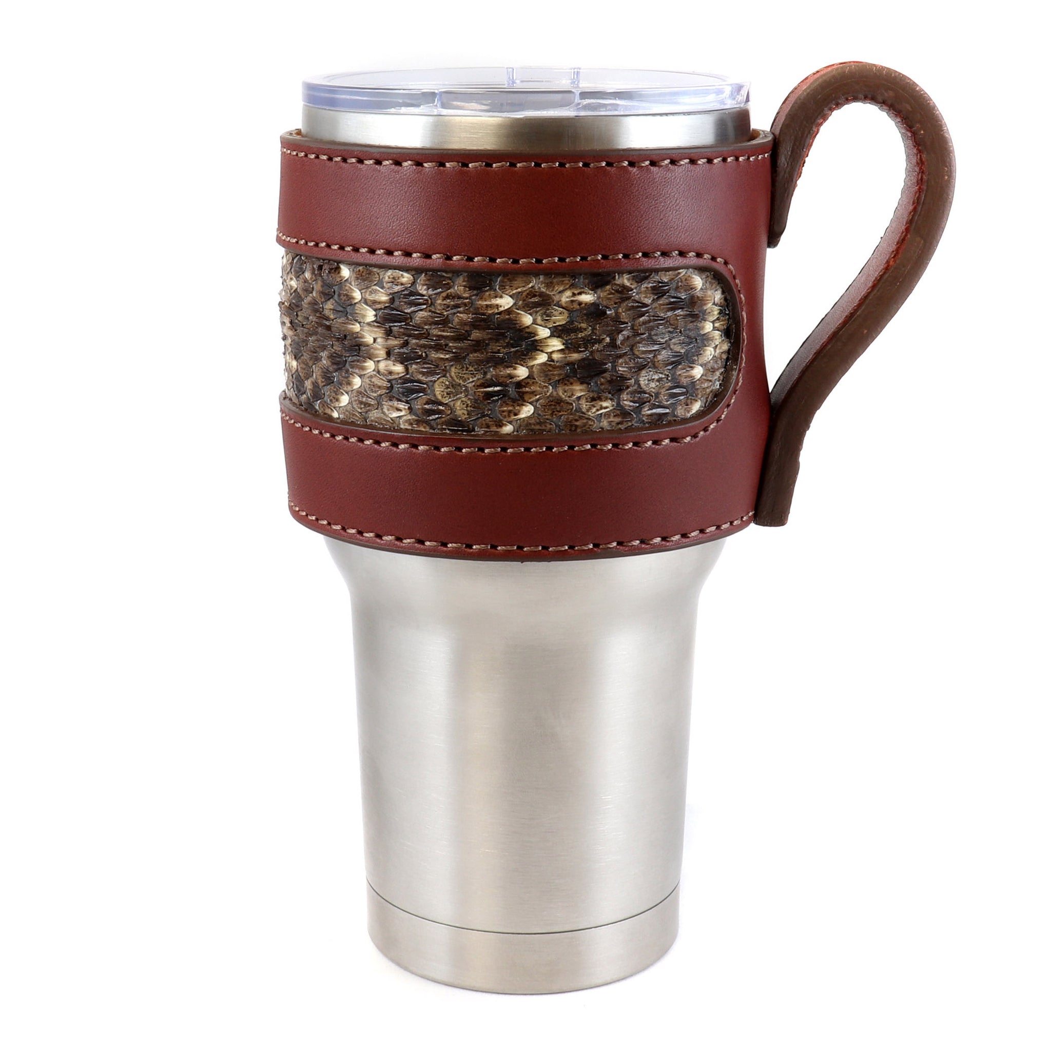 Rattlesnake Leather Yeti Cup Sleeve w/Handle